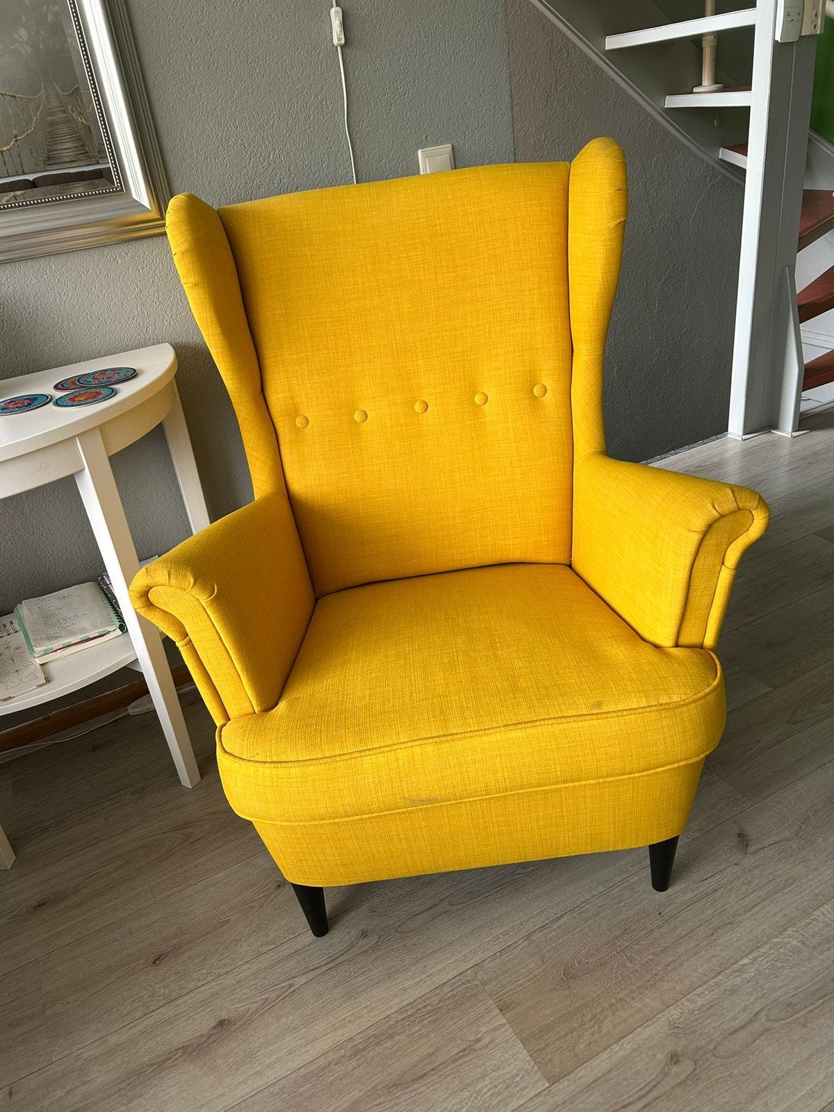 Ikea Fauteuil INCL kussens en plaid, Huis en Inrichting, Fauteuils, Ophalen, Zo goed als nieuw, 50 tot 75 cm