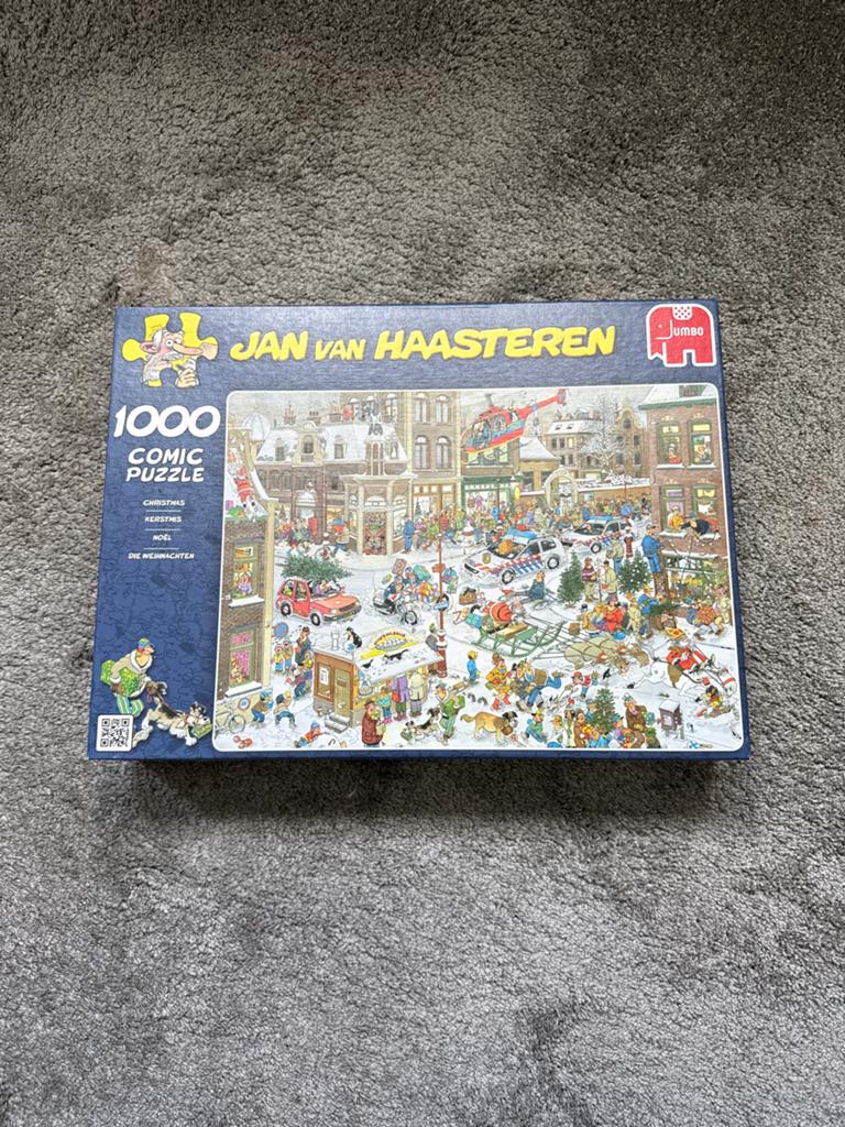 Jan van Haasteren Kerstpuzzel 1000 stukjes, Ophalen of Verzenden, 500 t/m 1500 stukjes, Zo goed als nieuw, Legpuzzel