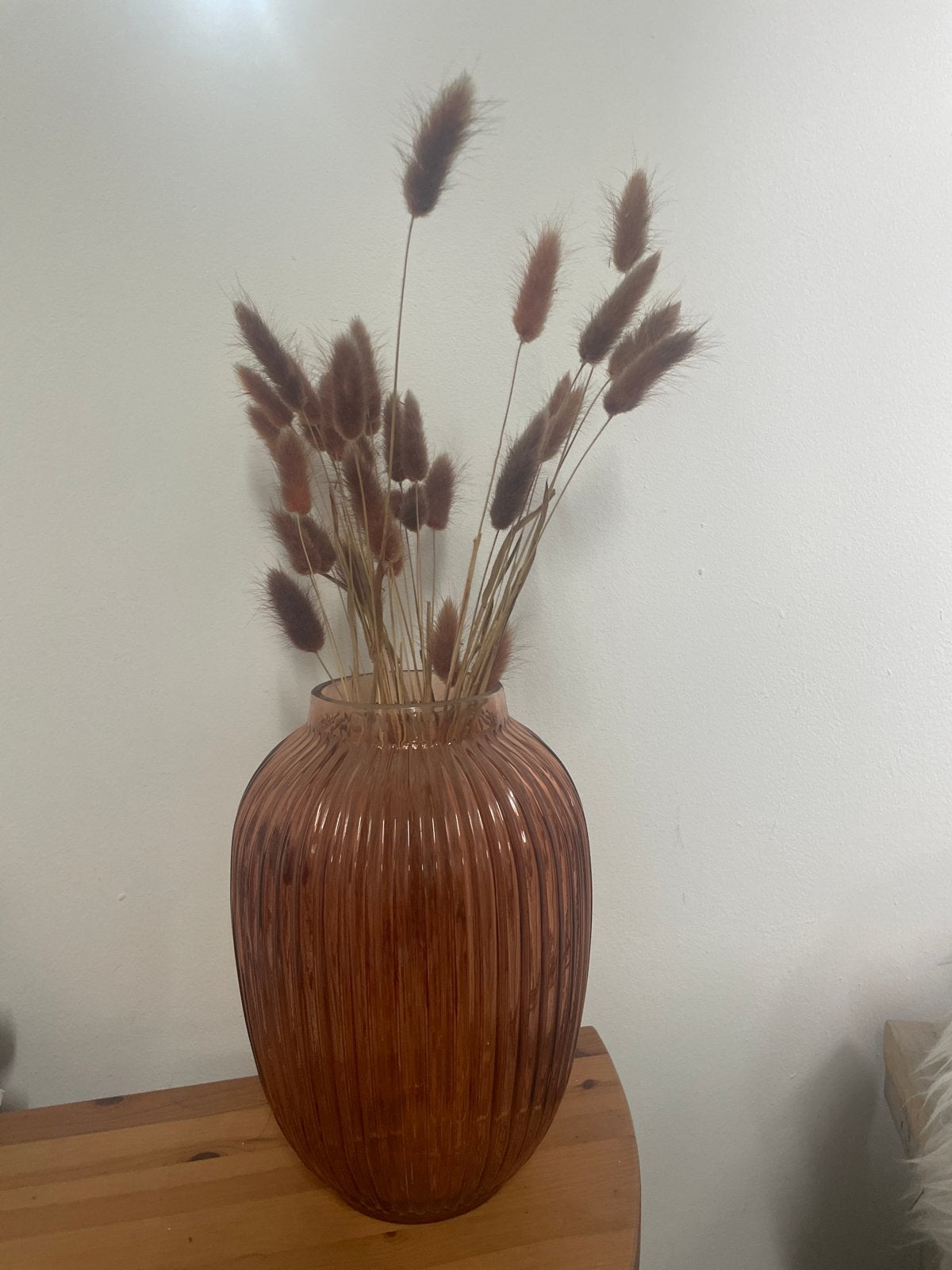 Glazen vaas met gedroogde pluimen, Overige kleuren, 50 tot 75 cm, Ophalen of Verzenden, Glas