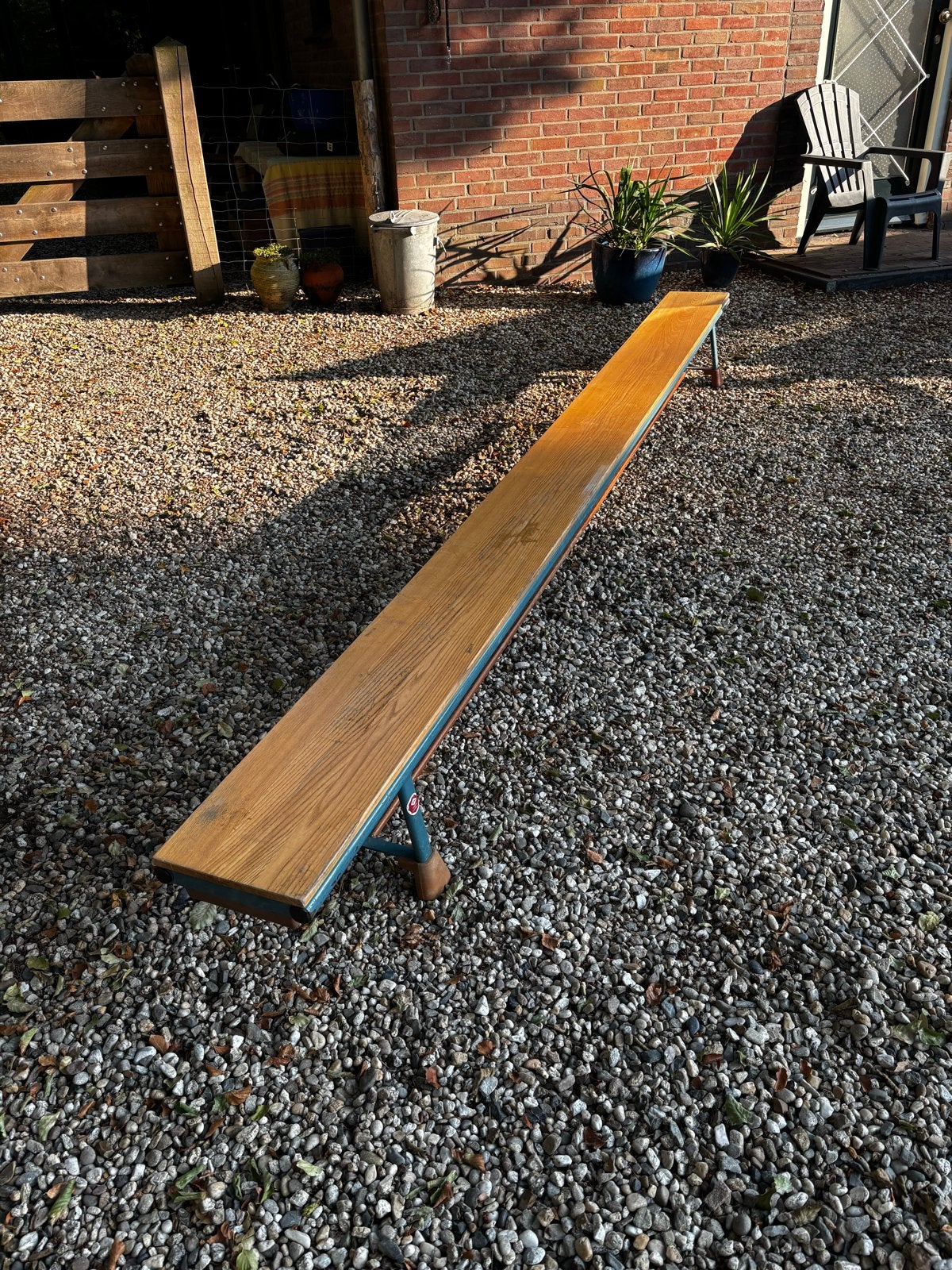 Turnbank / gymbank Nijha - Robuuste houten turnbank, Sport en Fitness, Turnen, Ophalen, Gebruikt, Kindermaat 146 t/m 176, Meerkleurig
