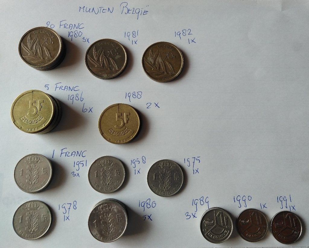 Munten België ( jaartallen en waarde zie beschrijving ), Postzegels en Munten, Munten | België, Ophalen of Verzenden, Losse munt