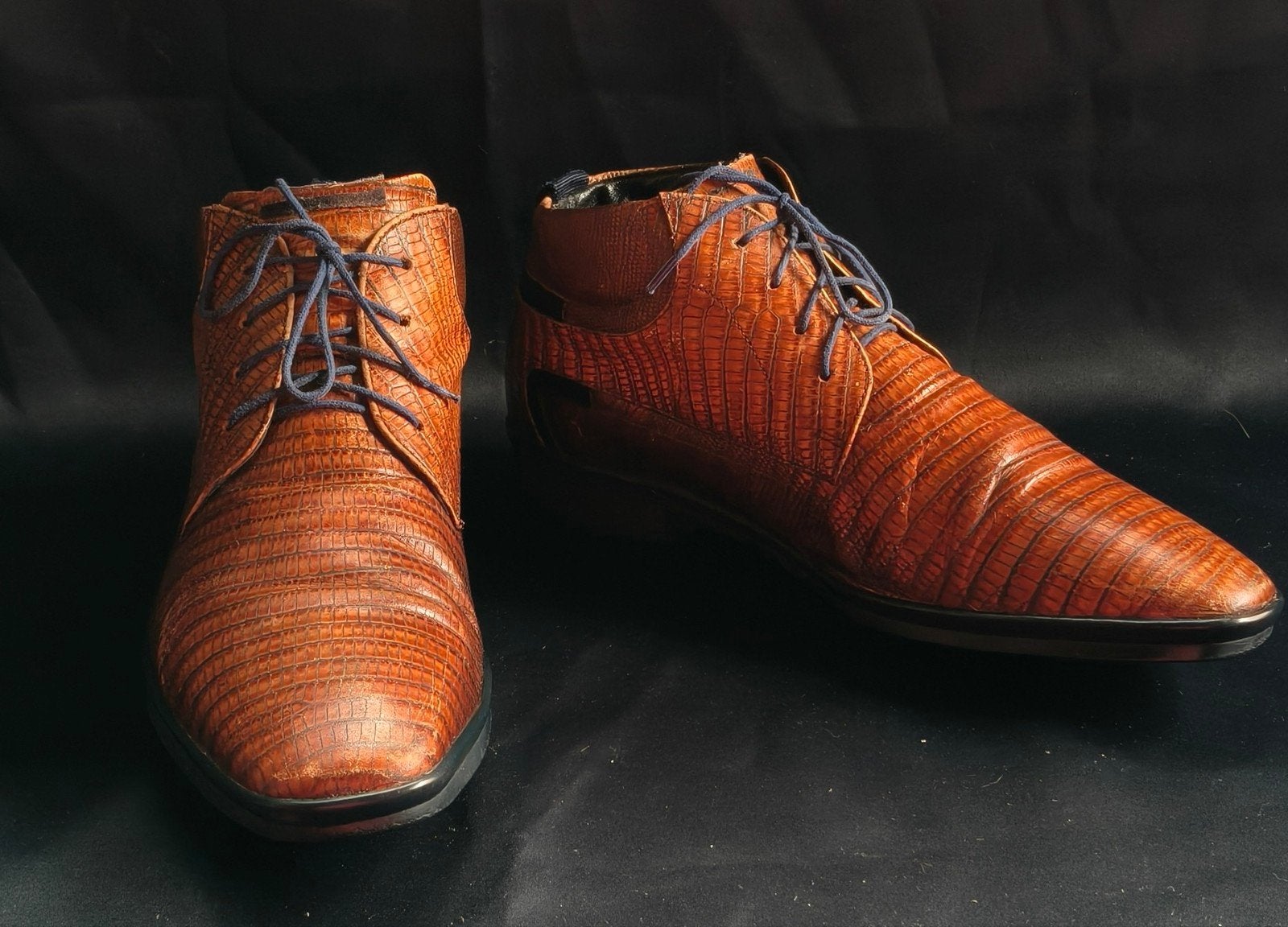 Floris van Bommel Herenboots Cognac Lizardprint - Maat 8,5, Kleding | Heren, Bruin, Verzenden, Boots, Floris van Bommel