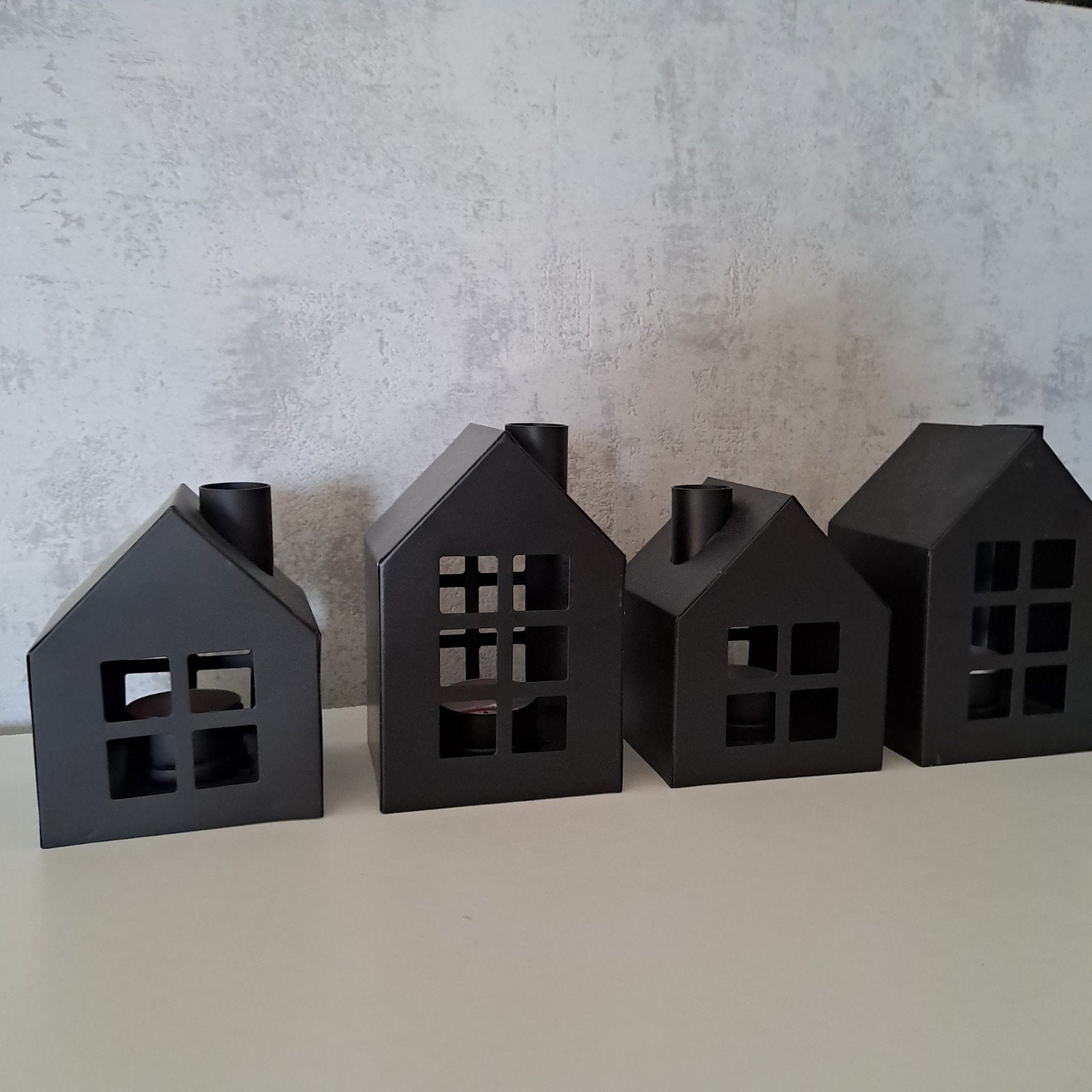 METALEN WAXINE LICHTHOUDER HUISJES, Ophalen, Zwart, Overige typen, Zo goed als nieuw