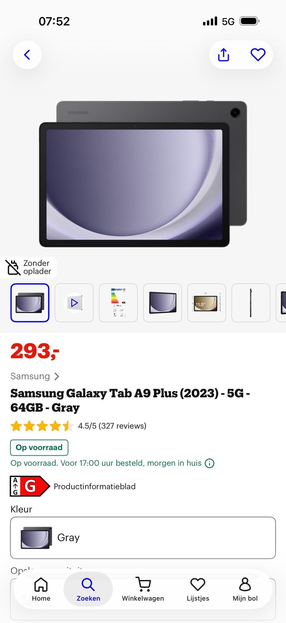 Samsung Galaxy Tab A9 Plus - 5G - 64GB - Grijs, 11 inch, Nieuw, Ophalen of Verzenden, 64 GB