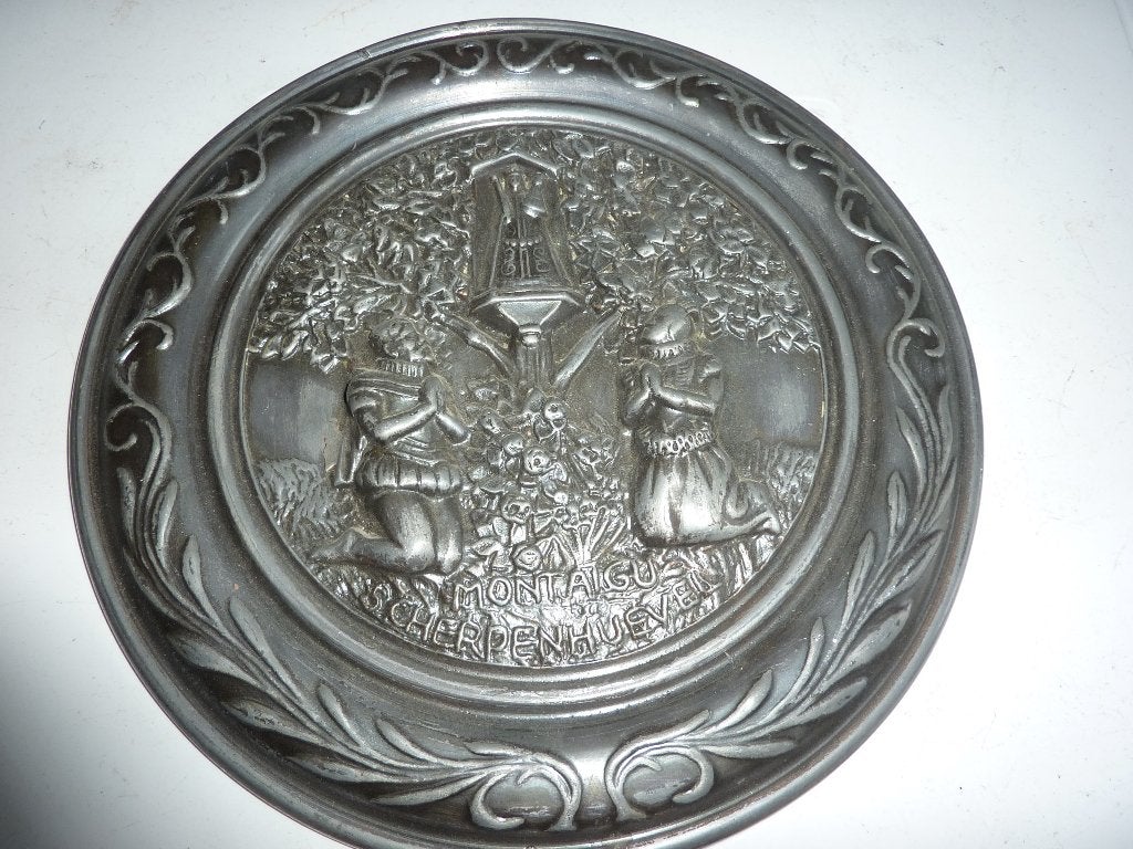 antiek tinnen religie wandbord, Ophalen of Verzenden
