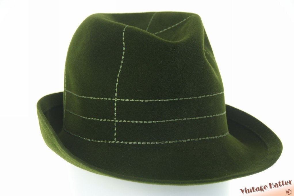 Vintage Dameshoed trilby Antilope donker groen vilt 56, 56 of 57 cm (M, 7 of 7⅛ inch), Hoed, Ophalen of Verzenden, Zo goed als nieuw