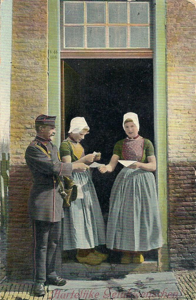 Walch. Klederdracht de postbode brengt gelukwensch over 1922, Verzenden, 1920 tot 1940, Gelopen, Zeeland