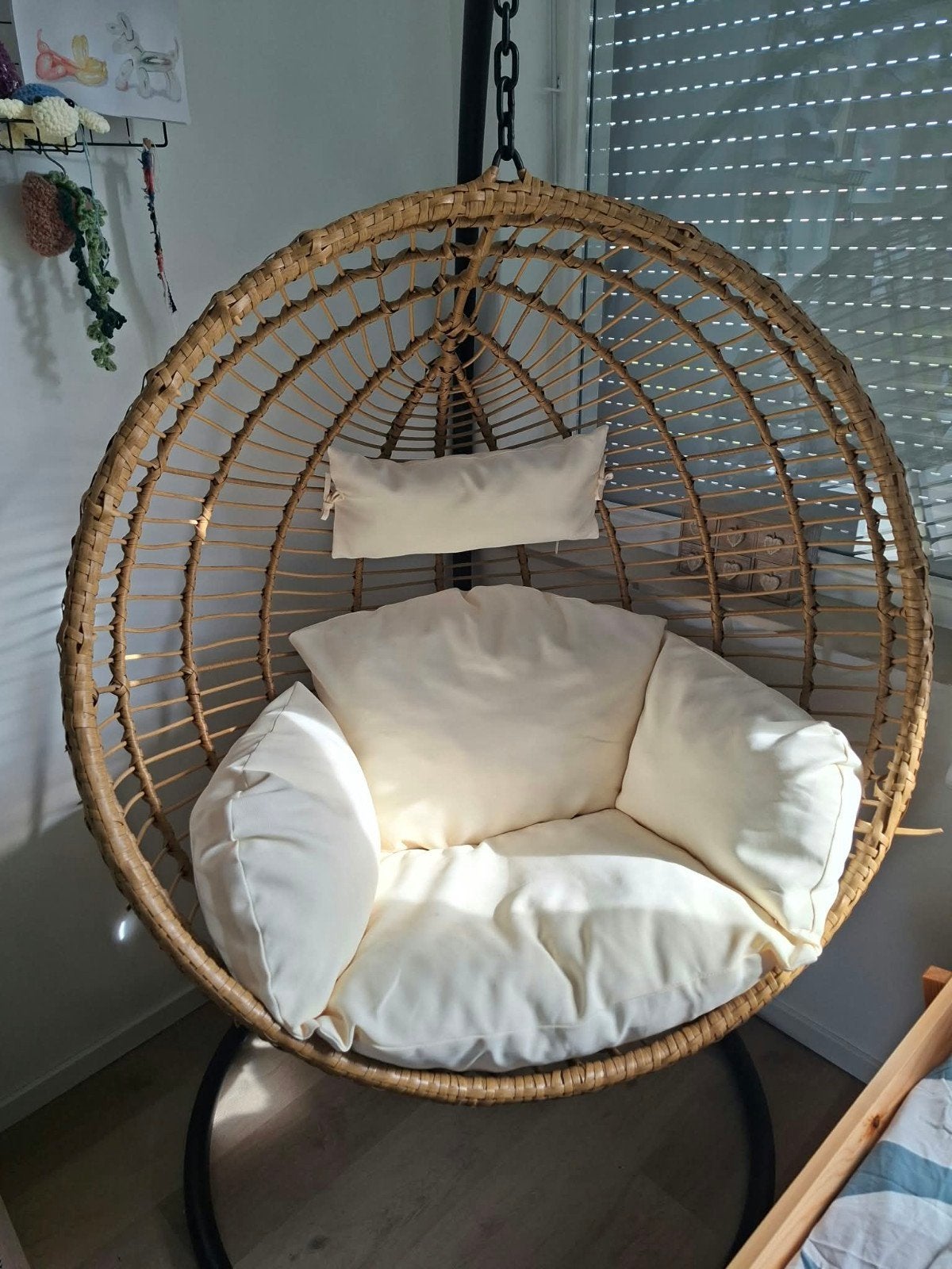 Hangstoel met standaard - 100 cm diameter, Huis en Inrichting, Ophalen, Gebruikt, Zwart, Eén