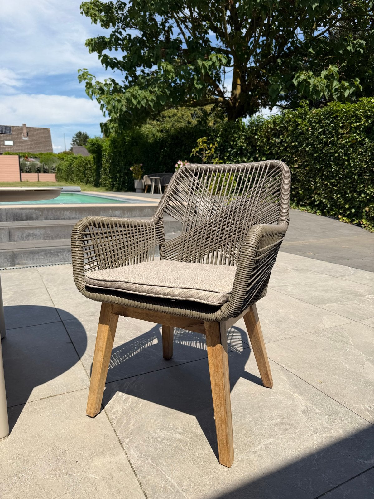 Stijlvolle tuinstoel intratuin wout olijfgroen 4 stuks, Ophalen, Gebruikt, Hout