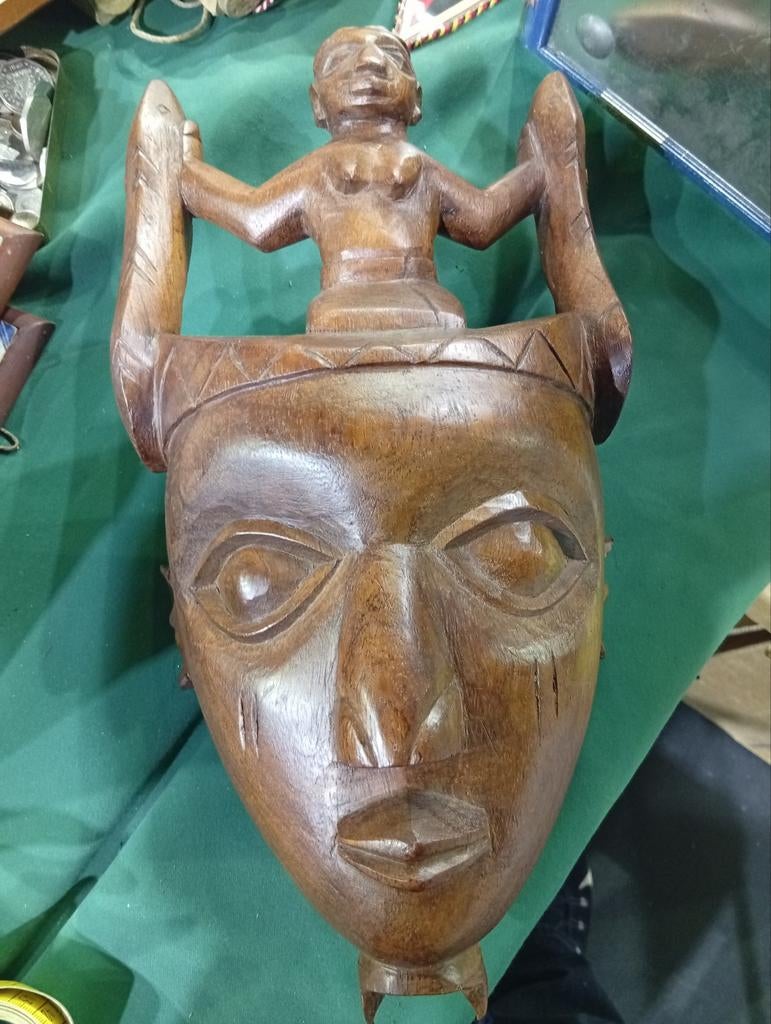 Uniek handgesneden Afrikaans masker uit de Ivoorkust, Ophalen of Verzenden