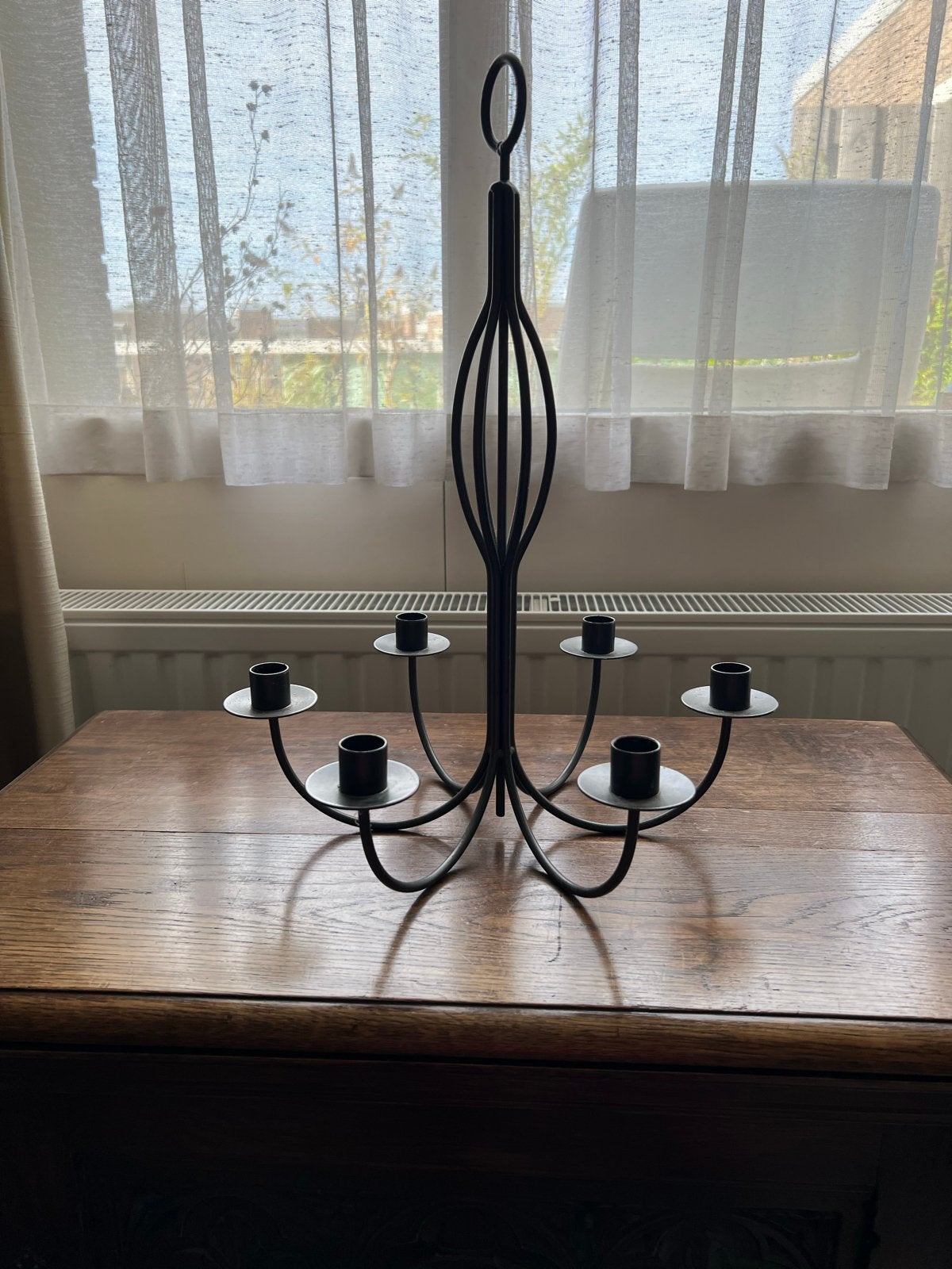 Vintage Zwarte Metalen Kandelaar - Goede Staat, Ophalen, Gebruikt, Metaal, Kandelaar
