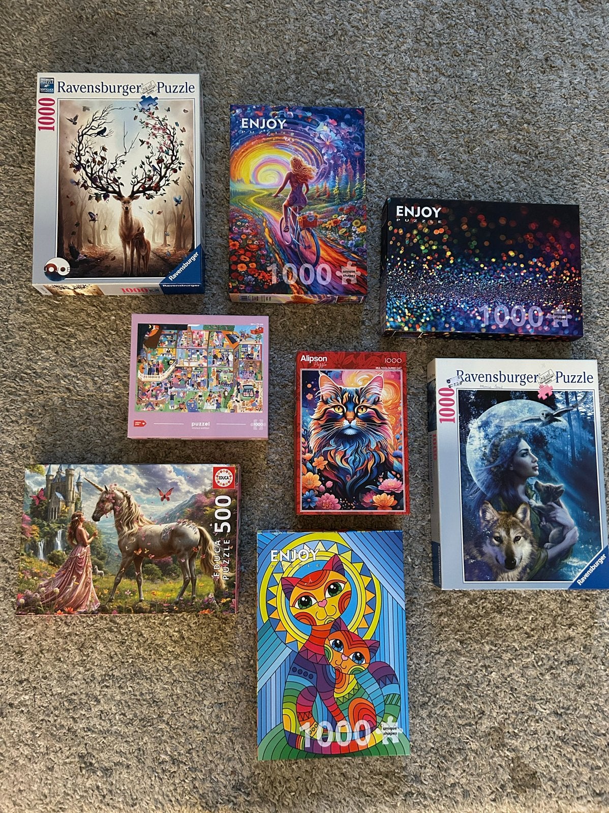 Diverse Puzzelcollectie: 7 Legpuzzels (500 & 1000 stukjes), Hobby en Vrije tijd, Denksport en Puzzels, Ophalen of Verzenden, 500 t/m 1500 stukjes