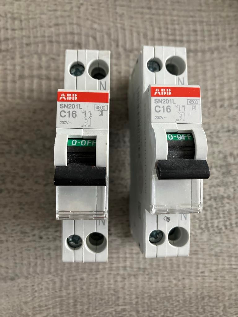 ABB SN201L C16 Stroomonderbrekers, Ophalen of Verzenden, Gebruikt