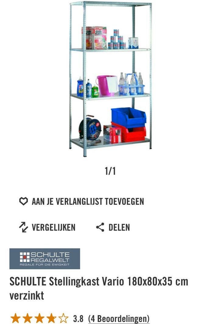 NIEUW IN SEAL! Metalen Stellingkast / Opbergrek 180x80x35cm, Huis en Inrichting, Ophalen, Nieuw