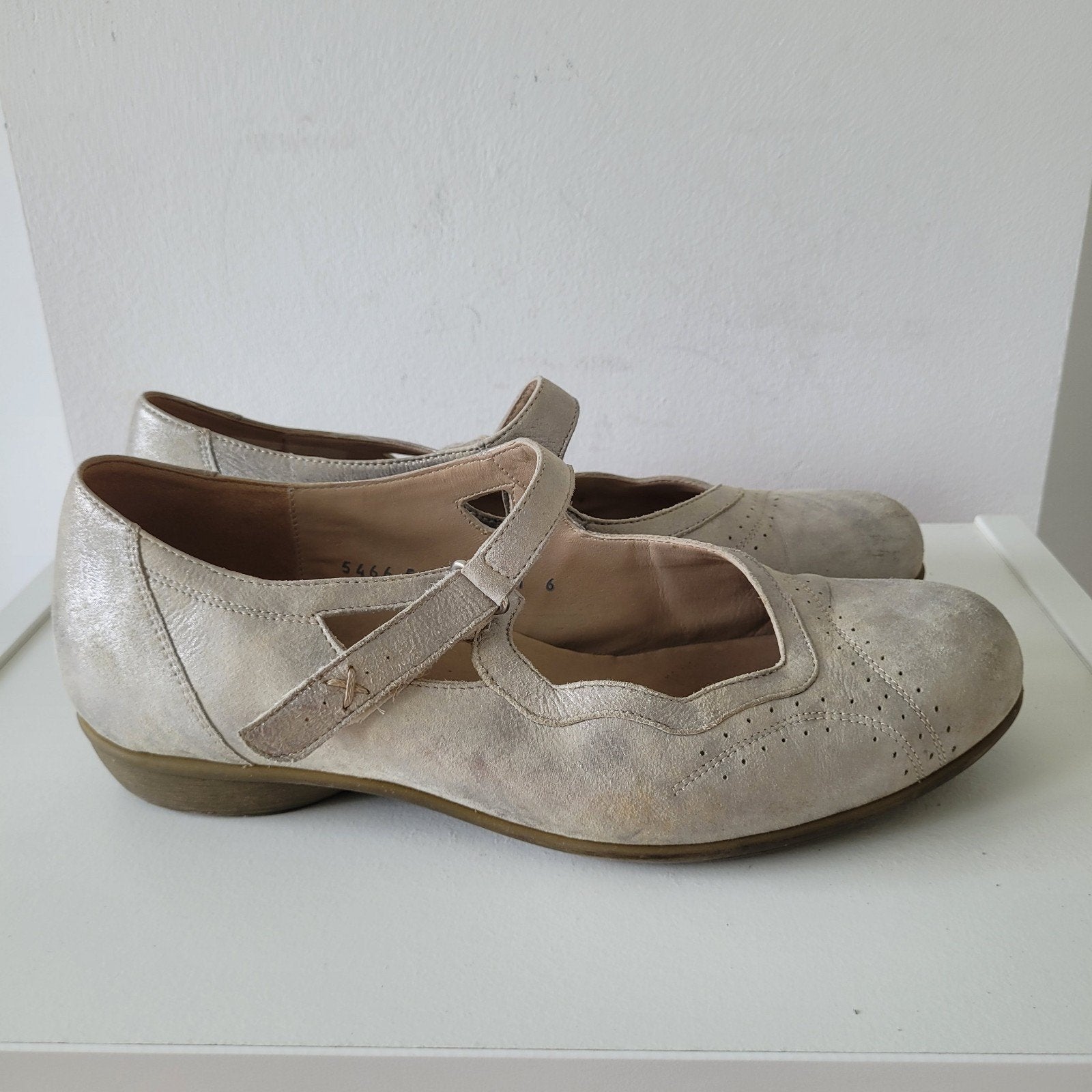 Durea mary jane bandschoenen 6 / 39 wijdte H beige zilver, Durea, Schoenen met lage hakken, Beige, Ophalen of Verzenden
