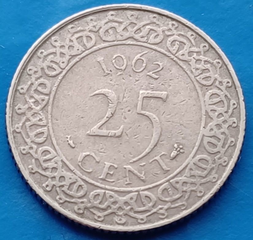Suriname 25 cent - 1962, Postzegels en Munten, Verzenden, Koningin Juliana, 25 cent, Losse munt