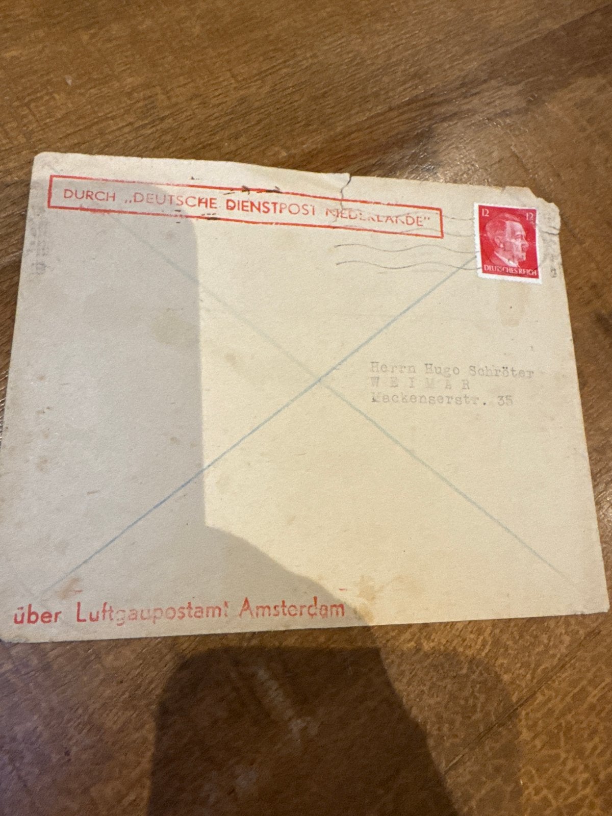 Zeldzame envelop Administratiekantoor EJO - WOII Amsterdam, Ophalen of Verzenden, Duitsland