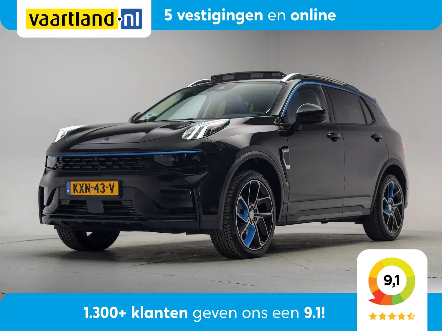 Lynk & Co 01 1.5 PHEV MY22 Zwart 6,6kW [ SoH 94,7% | 360ºca, Automaat, Zwart, Bedrijf, Verwarmde buitenspiegels
