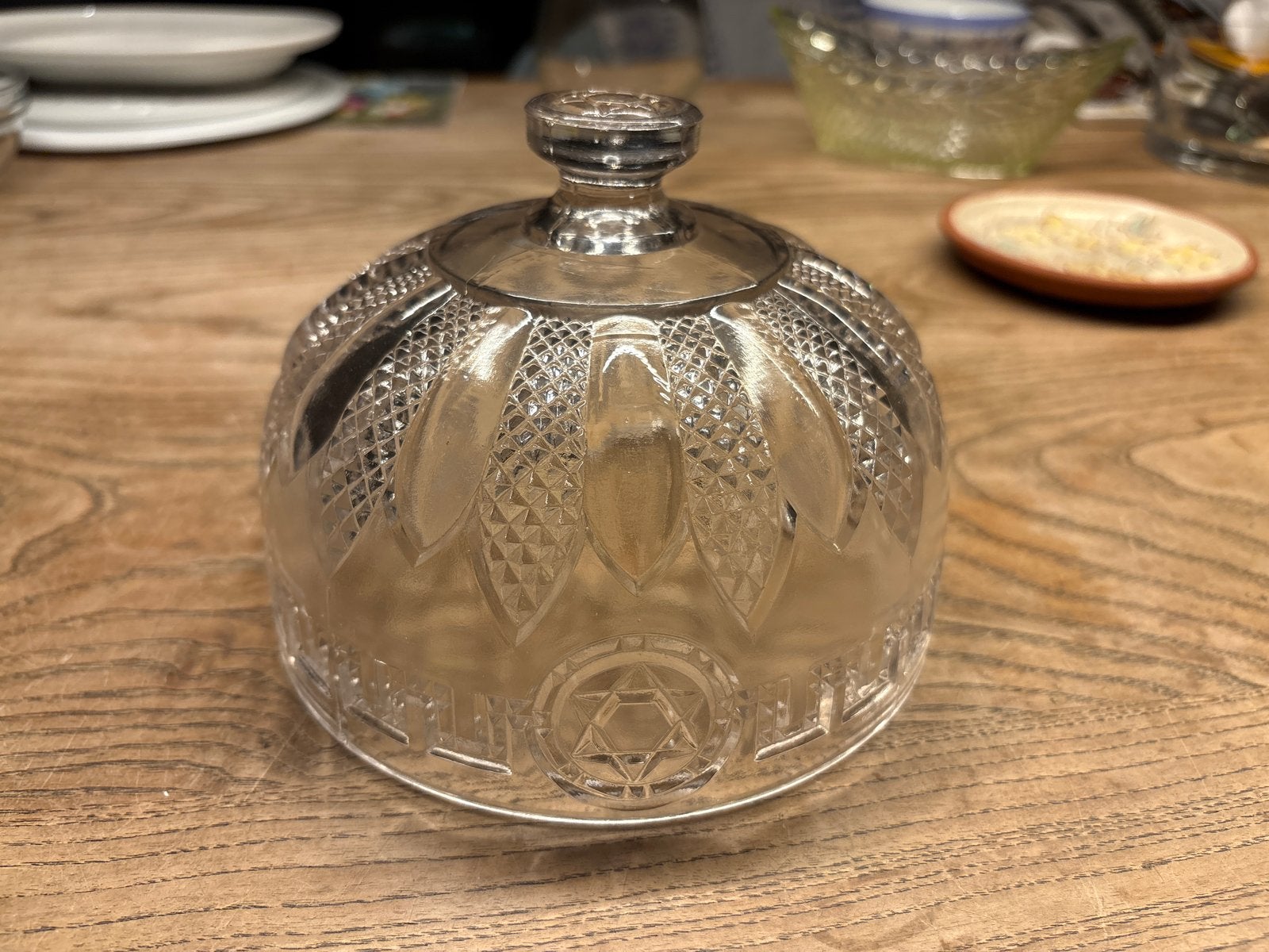 Glazen stolp met Davidsster - 16 cm diameter, Glas, Ophalen, Gebruikt