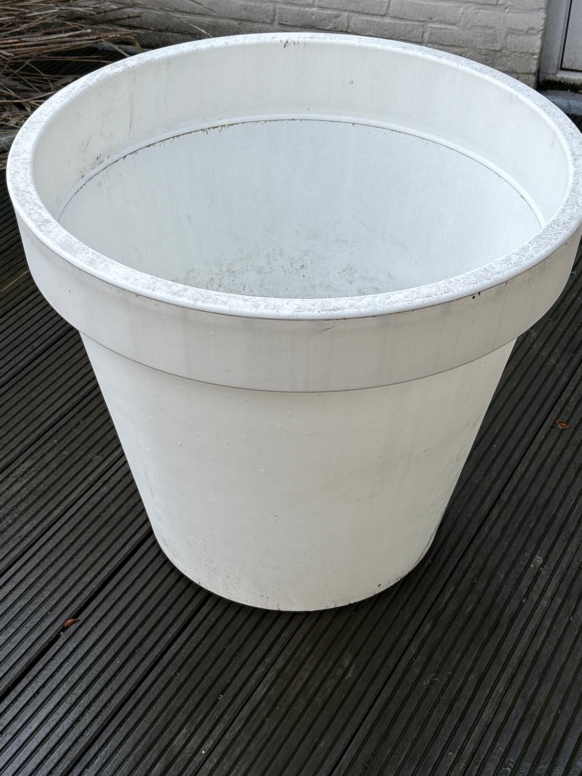 Grote witte bloempot voor buiten 3 stuks, Kunststof, Gebruikt, Balkon, Rond