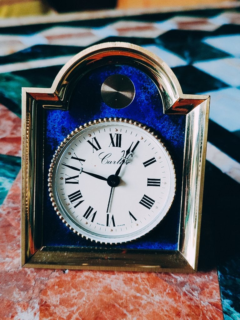Antieke Cartier geëmailleerde tafelklok, Antiek en Kunst, Antiek | Klokken, Ophalen of Verzenden