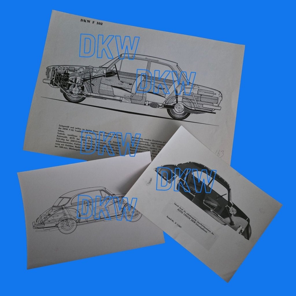 DKW F102 & klassieke DKW modellen – technische tekeningen, Ophalen of Verzenden