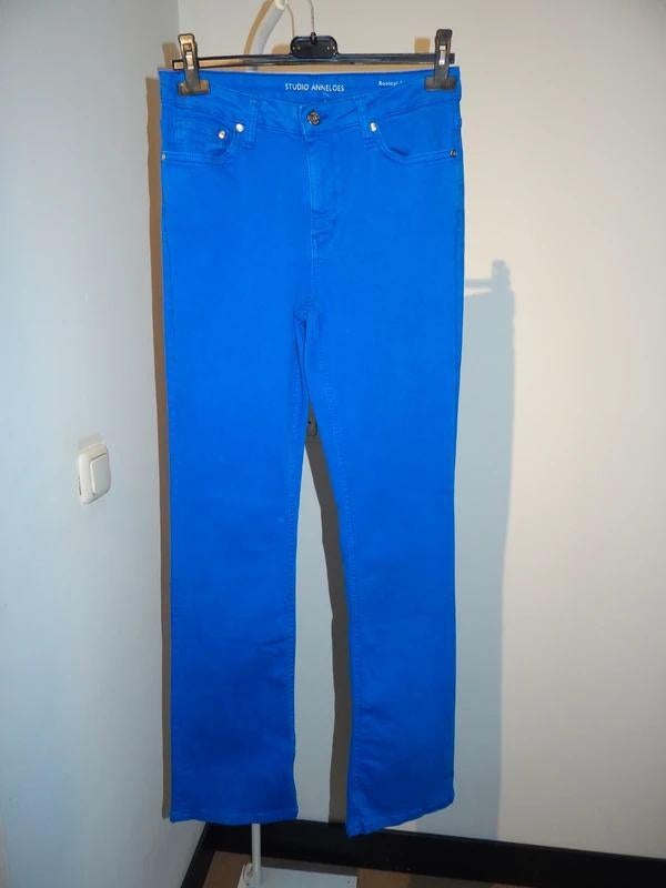 Studio Anneloes jeans look broek kobalt vorstelijk blauw S, Studio Anneloes, Maat 36 (S), Lang, Gedragen