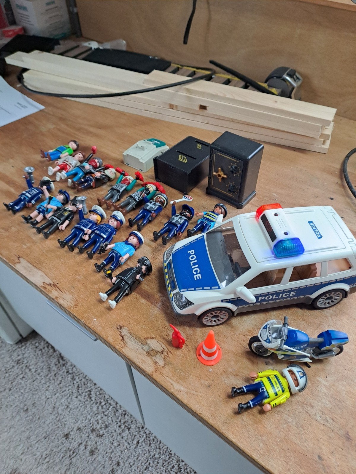 Playmobil Politie Set met Auto, Motor en Figuren, Gebruikt, Complete set, Voertuig, Ophalen of Verzenden