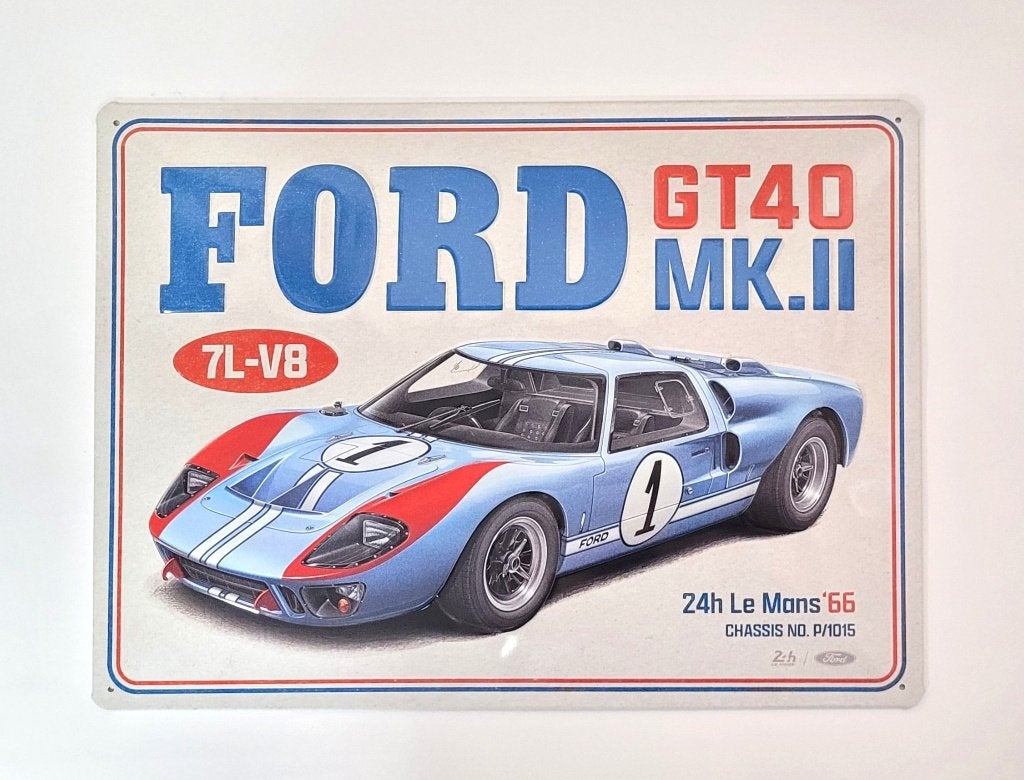Ford GT40 Le Mans 1966 relief reclamebord van metaal deco, Info@deconoord.nl, Deco Noord, Nieuw, Ophalen of Verzenden