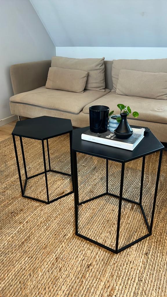 Zwarte tafeltjes, Huis en Inrichting, Minder dan 55 cm, Rond, Zo goed als nieuw, Ophalen