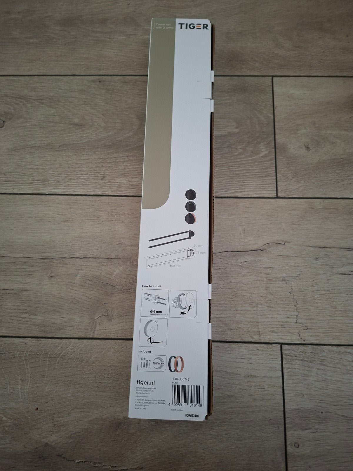 Tiger Urban handdoekrek met 2 armen - Zwart, Handdoekenrek, Nieuw, Ophalen of Verzenden, Overige merken