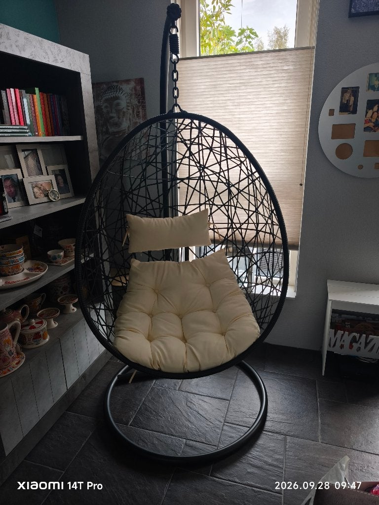 Hangstoel swing met standaard - zwart - ø104x200 cm, Ophalen, Zwart, Zo goed als nieuw, Metaal