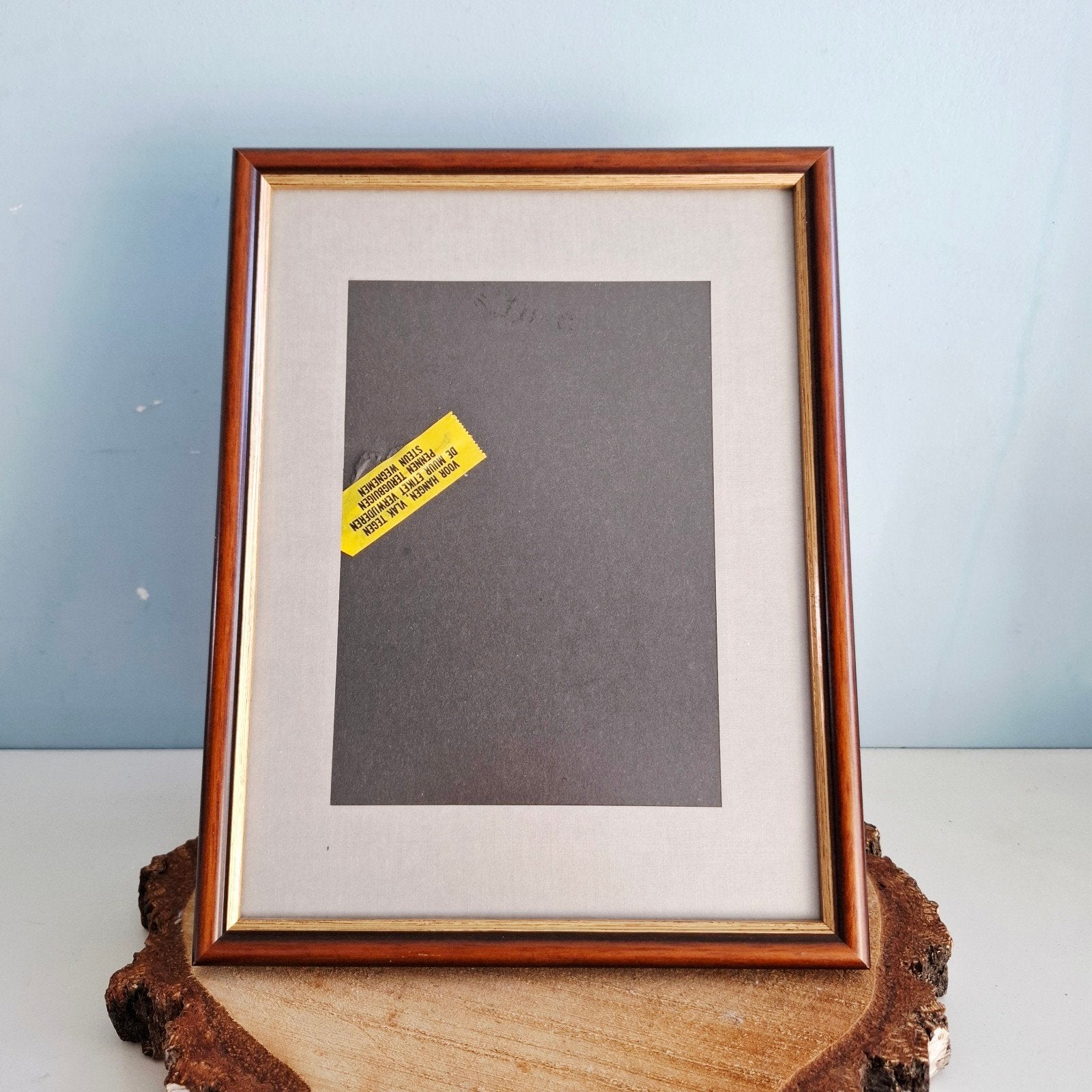 Jyden, vintage houten fotolijst met goudrandje - 20 x 25 cm, Bruin, 20 cm, 25 cm, Ophalen of Verzenden