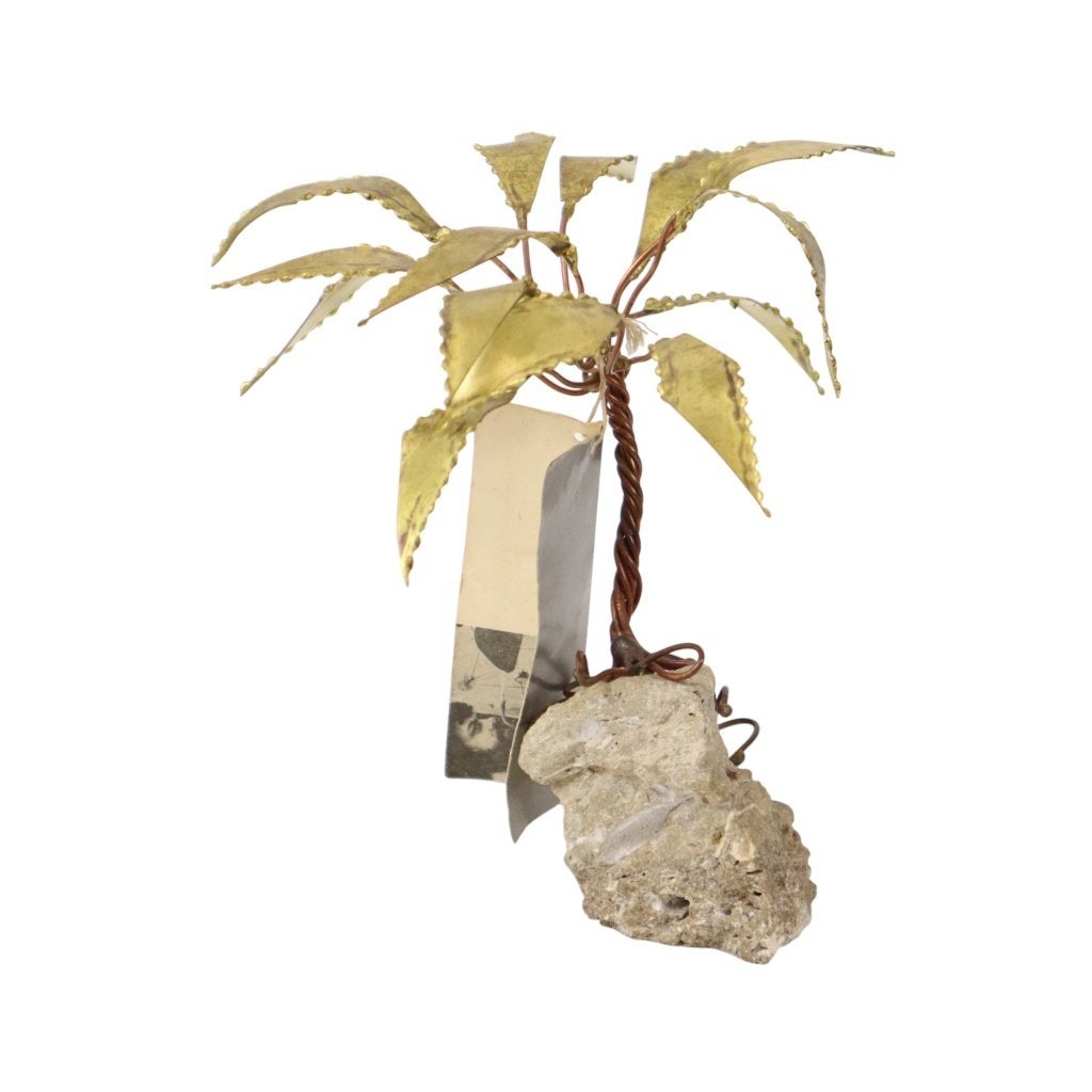 Koperen Palmboom op Rots Sculptuur Daniel D’Haeseleer 18cm, Minder dan 20 cm, Ophalen of Verzenden, Flora, Beeld