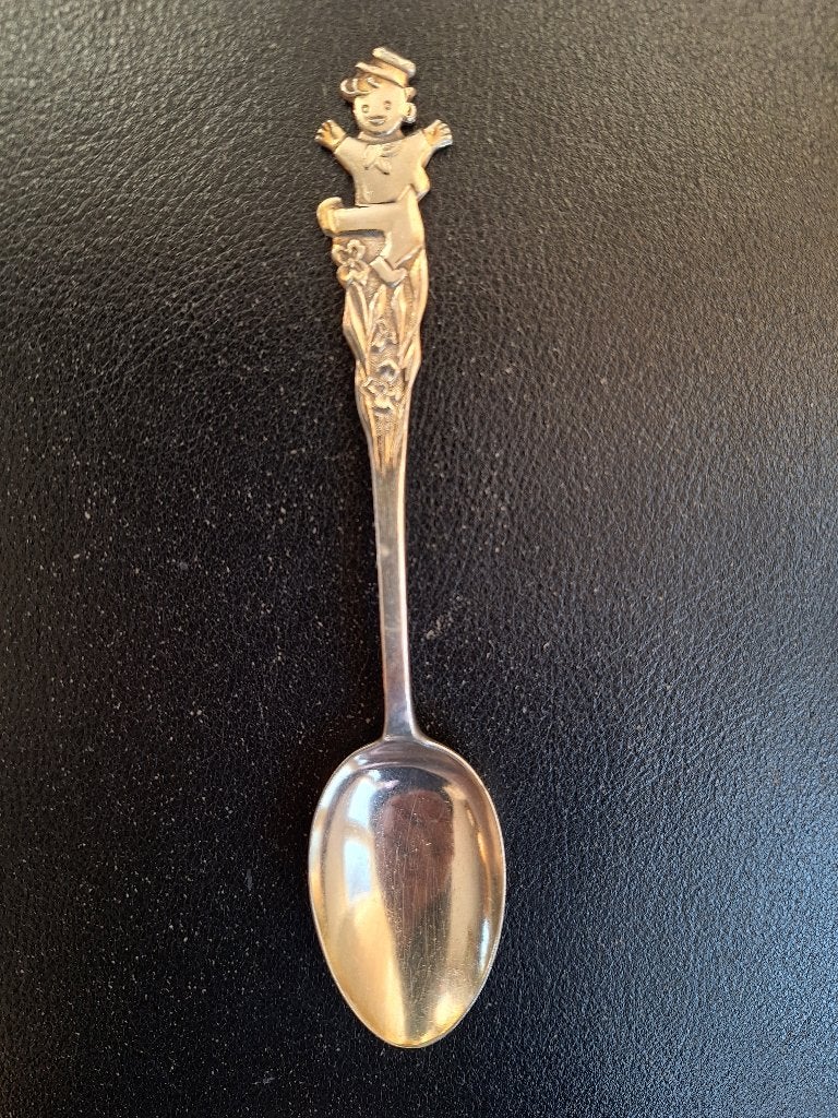 Verzilverd lepeltje kinderlepeltje H. Hooijkaas boertje, Antiek en Kunst, Antiek | Goud en Zilver, Ophalen of Verzenden