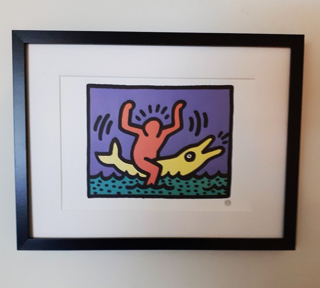Keith Haring, 'Man op Vis', Antiek en Kunst, Ophalen of Verzenden