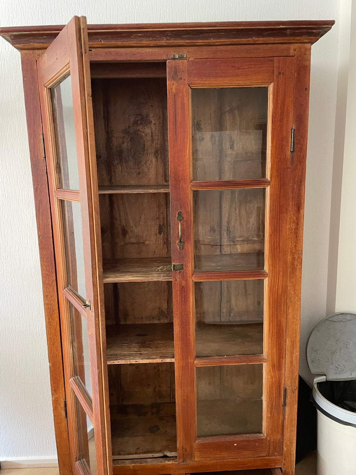 Laat 19e eeuwse eiken vitrinekast met twee glazen deuren, Ophalen, Gebruikt, 50 tot 100 cm, Neorenaissance-vitrine/boekenkast