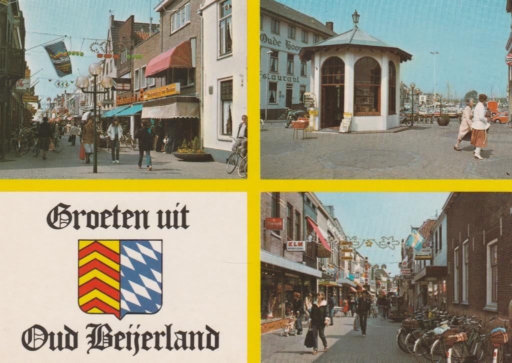 OUD BEIJERLAND Dijk Winkels Kiosk Groeten, Verzamelen, Ansichtkaarten | Nederland, Verzenden, 1980 tot heden, Gelopen, Zuid-Holland