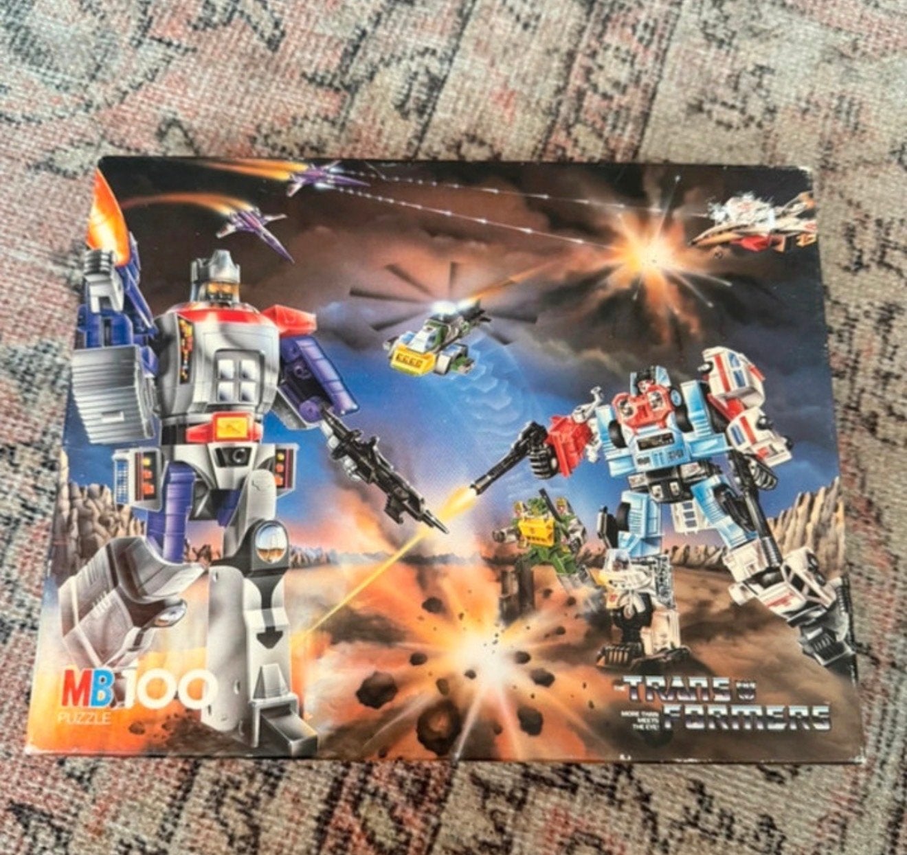 Vintage MB 100 Stukjes Transformers Legpuzzel, Ophalen of Verzenden, 10 tot 50 stukjes, Gebruikt, 6 jaar of ouder