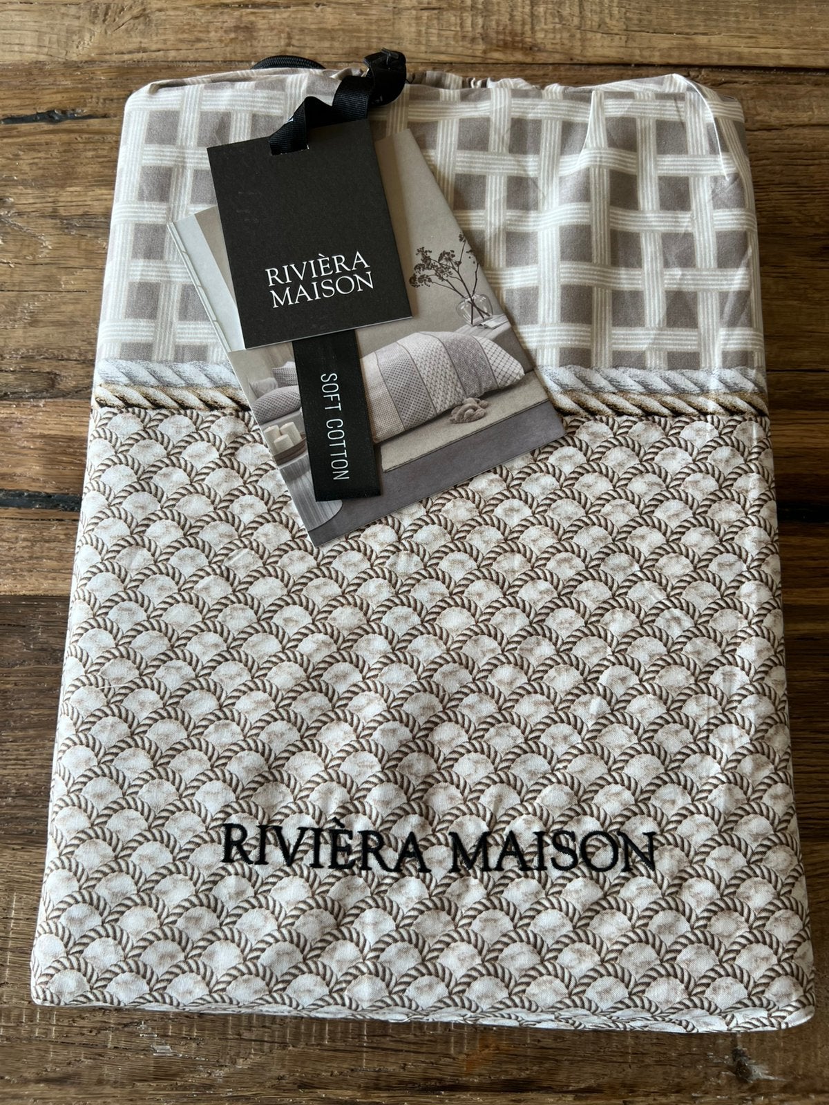 Riviera Maison dekbedovertrek Ropes Taupe 240x200/220 cm  NW, Bruin, Verzenden, Dekbedovertrek, Katoen