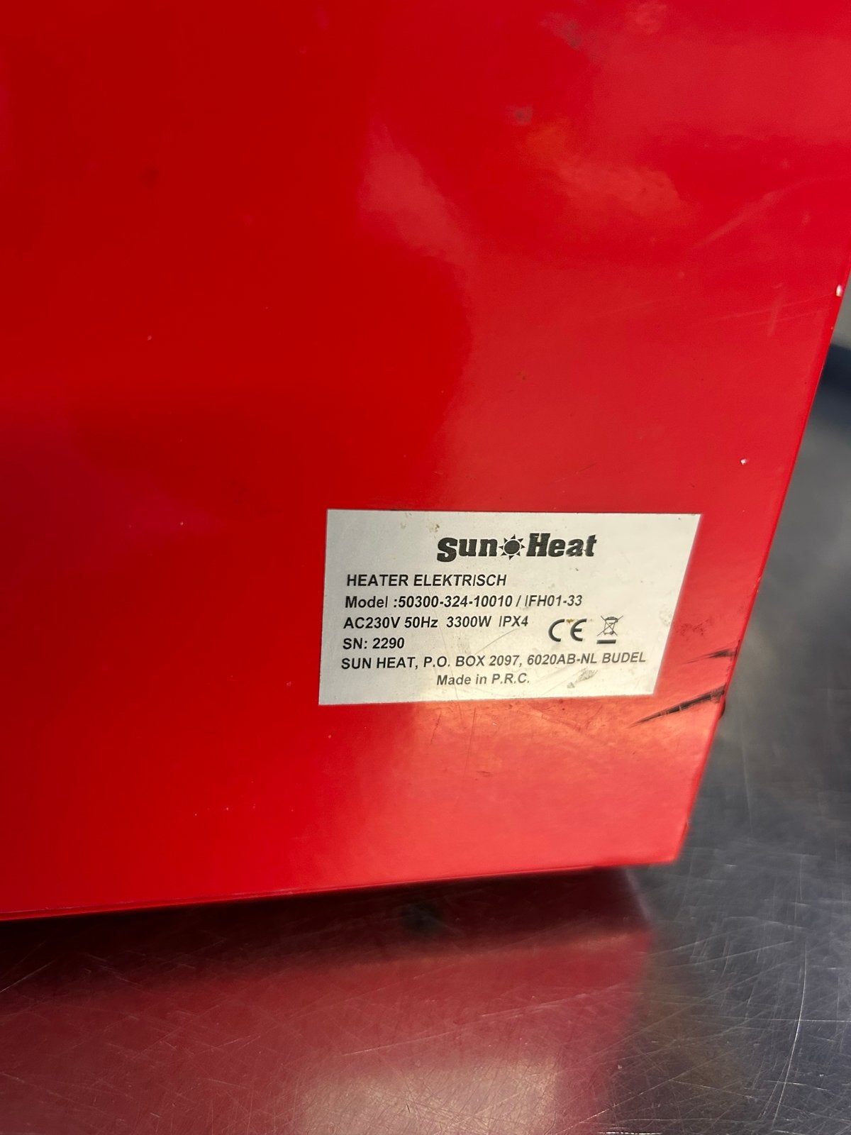 SunHeat Elektrische Heater 3.3 kW - Rood, Ophalen of Verzenden, Gebruikt, 800 watt of meer, Kachel