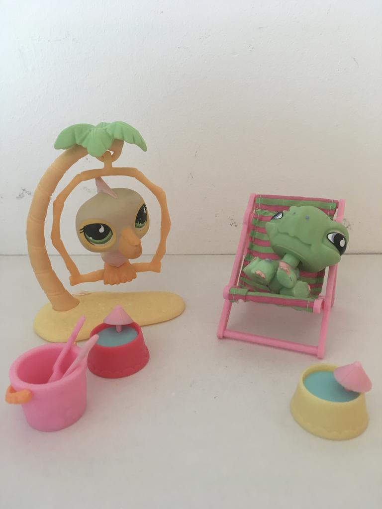 Littlest Pet Shop strandset met 2 dieren en accessoires, Verzenden, Gebruikt