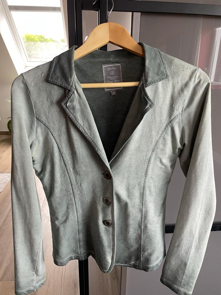Geisha Jasje Groen met Zilveren Spetters - Maat S, Kleding | Dames, Jasjes, Kostuums en Pakken, Ophalen of Verzenden, Jasje, Maat 36 (S)
