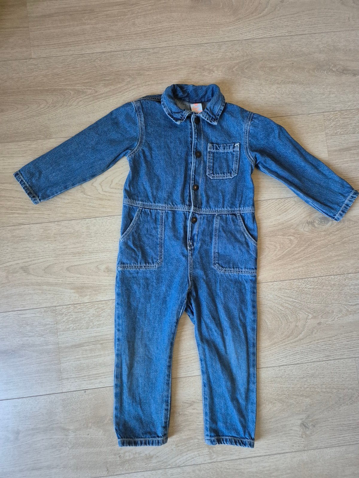 Meisjes spijkerpak/jumpsuit donkerblauw merk Hema maat 98, Overige typen, Meisje, Ophalen of Verzenden, Zo goed als nieuw