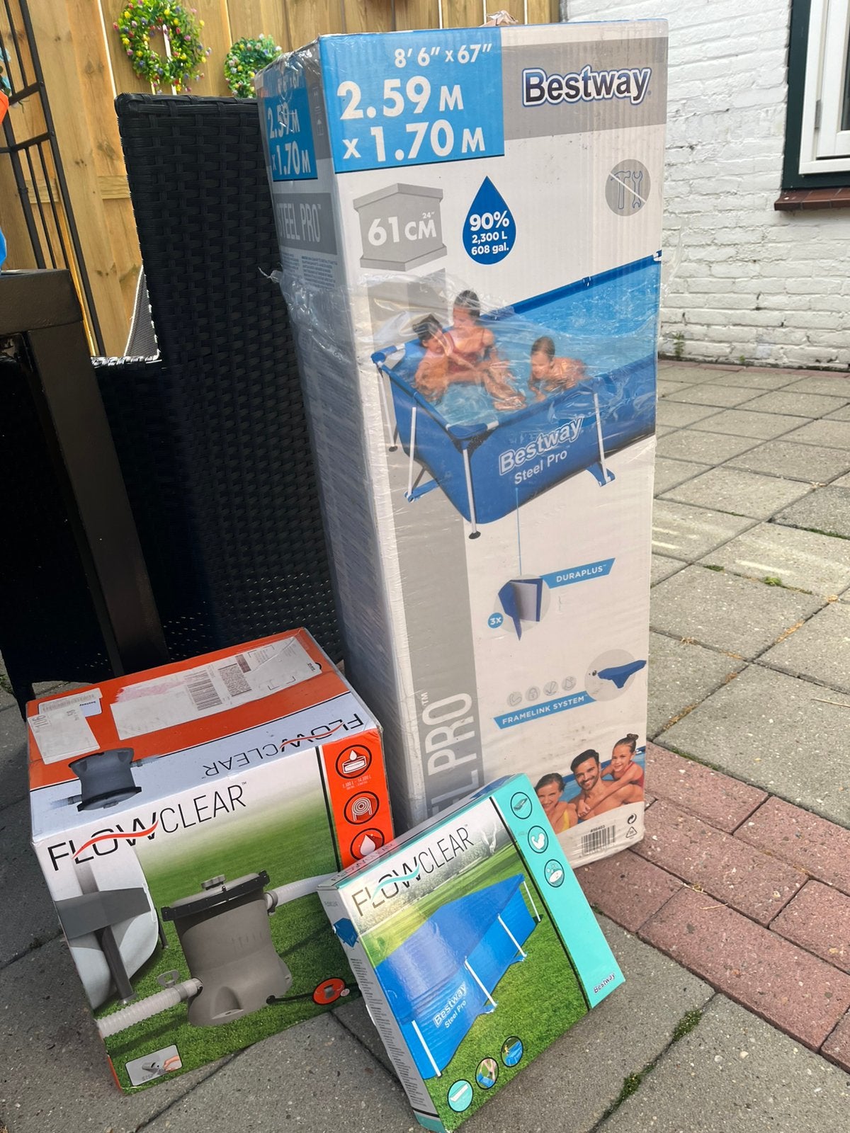Zwembad met pomp, Ophalen, Minder dan 80 cm, Opzetzwembad, Rechthoekig