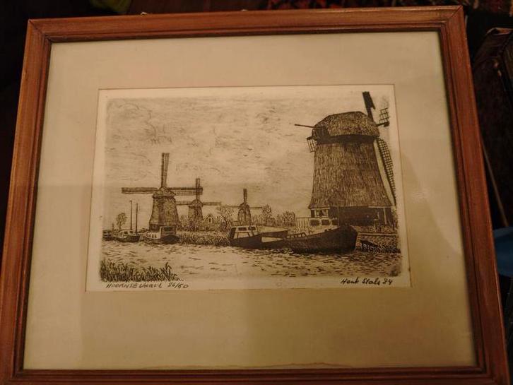 Litho tekening in lijst -oudorp hoornsevaart, Ophalen