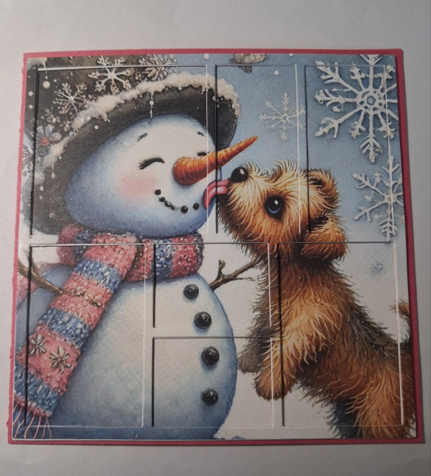 dieptekaart sneeuwpop met hondje, Ophalen of Verzenden, Overige thema's