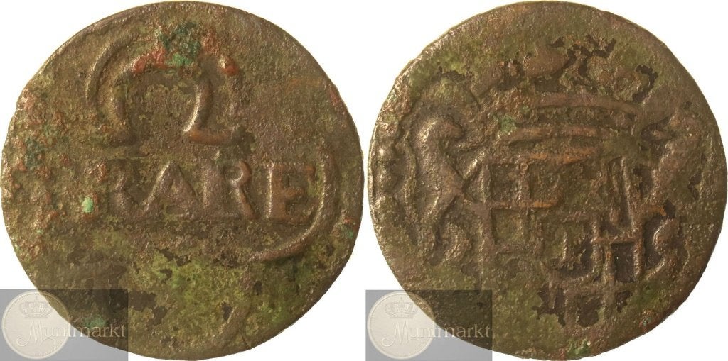 Reckheim - Duit z.j. (ca. 1680) - VARIANT omega, Postzegels en Munten, Ophalen of Verzenden, Vóór koninkrijk, Overige waardes