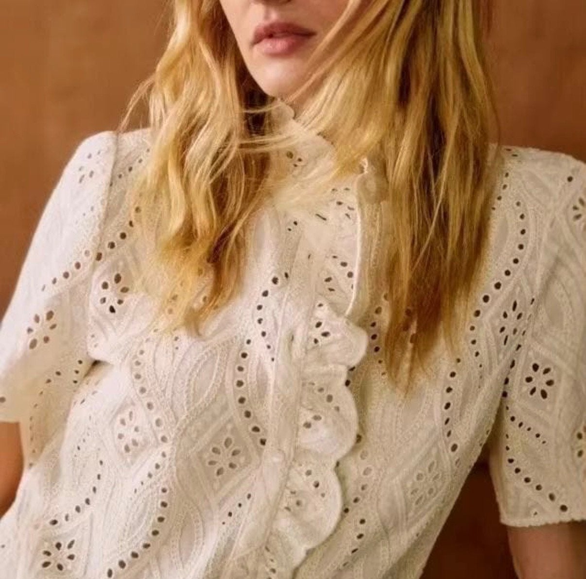Sezane Broderie Blouse Dahlia Ecru, Ophalen of Verzenden, Nieuw, Maat 38/40 (M), Wit