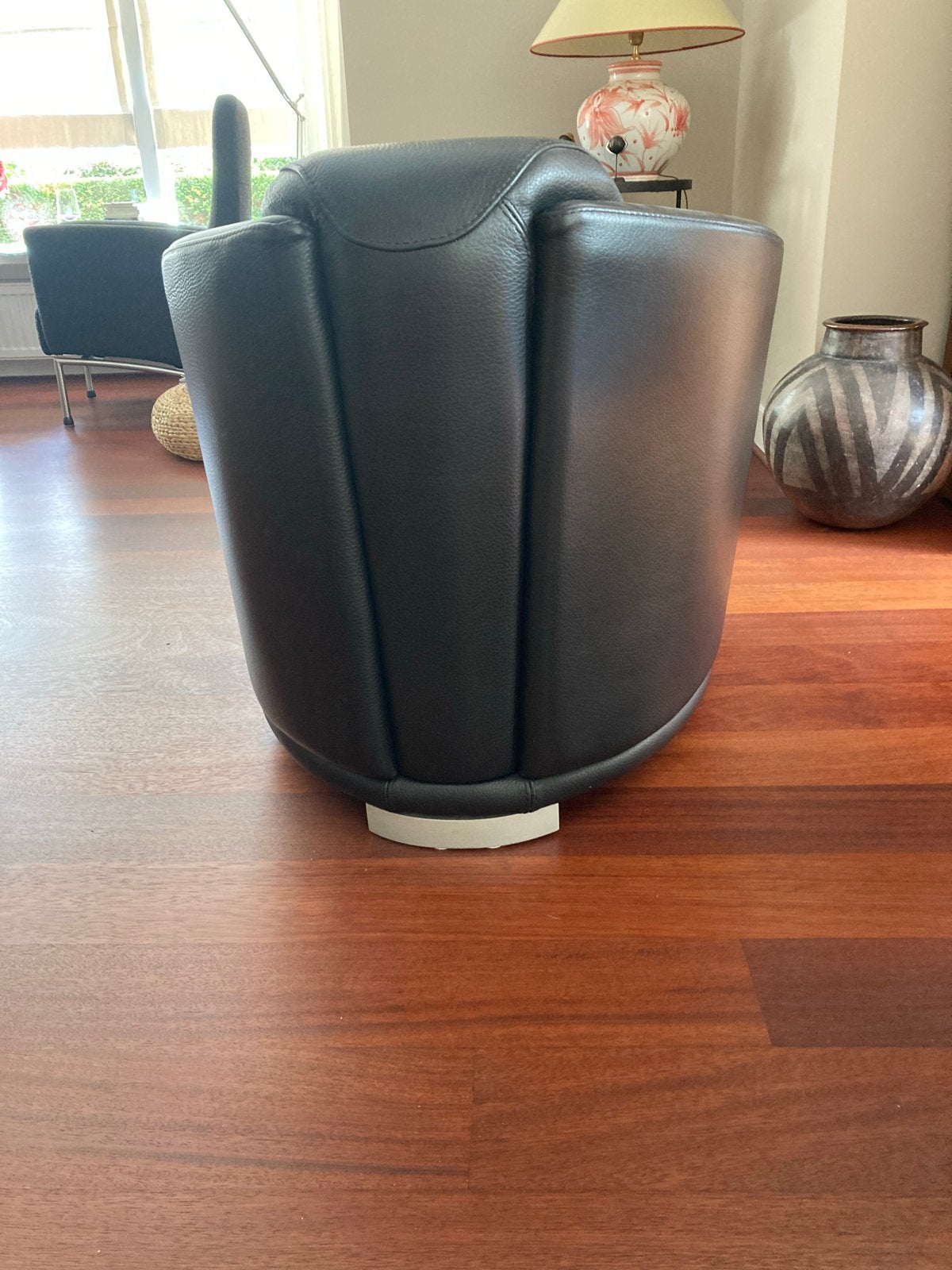 Calia Italia Leren Fauteuil - Zwart, Comfortabel Design, Ophalen, Zo goed als nieuw, Leer, 75 tot 100 cm